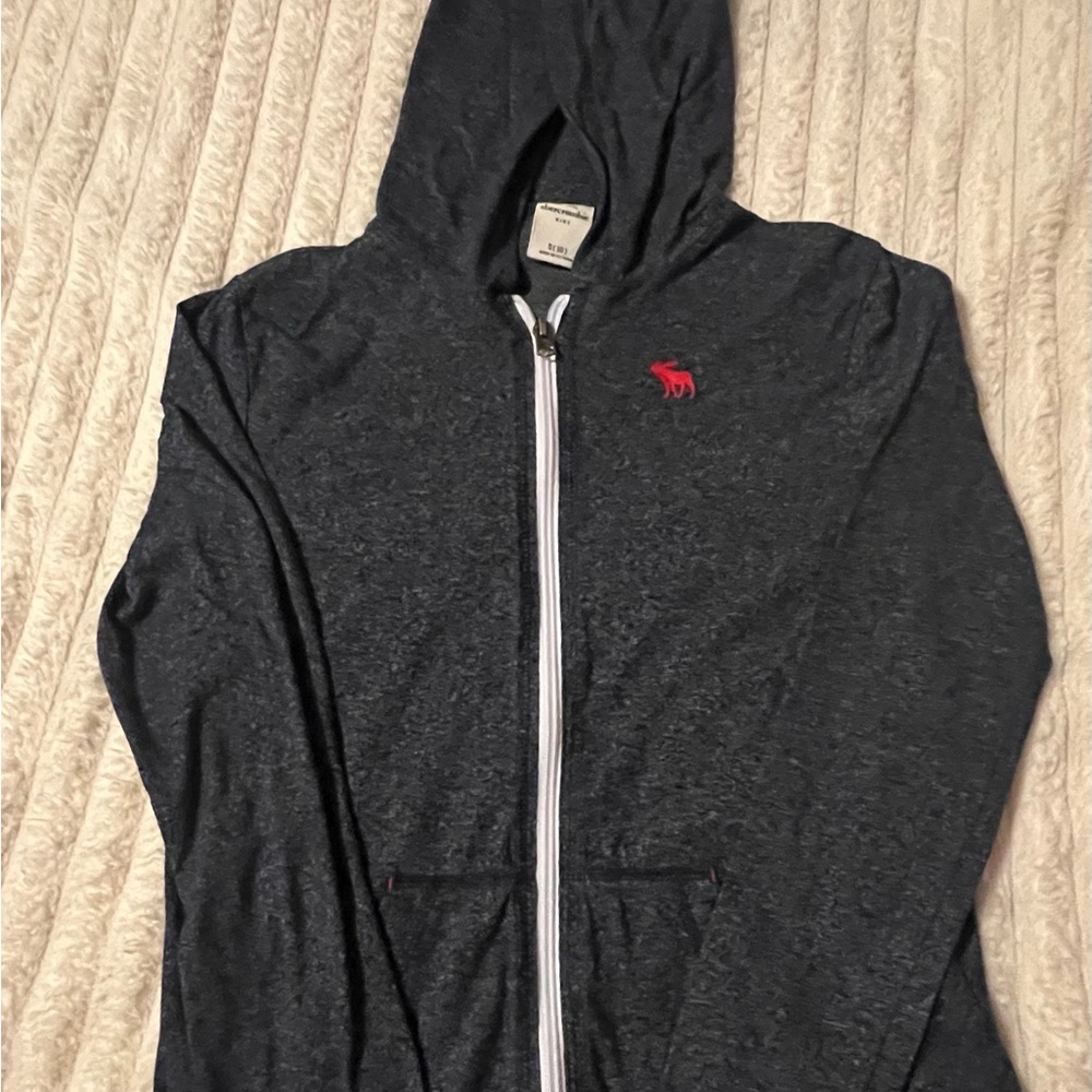 Abercrombie & Fitch Dark Gray Hoodie with Red Logo